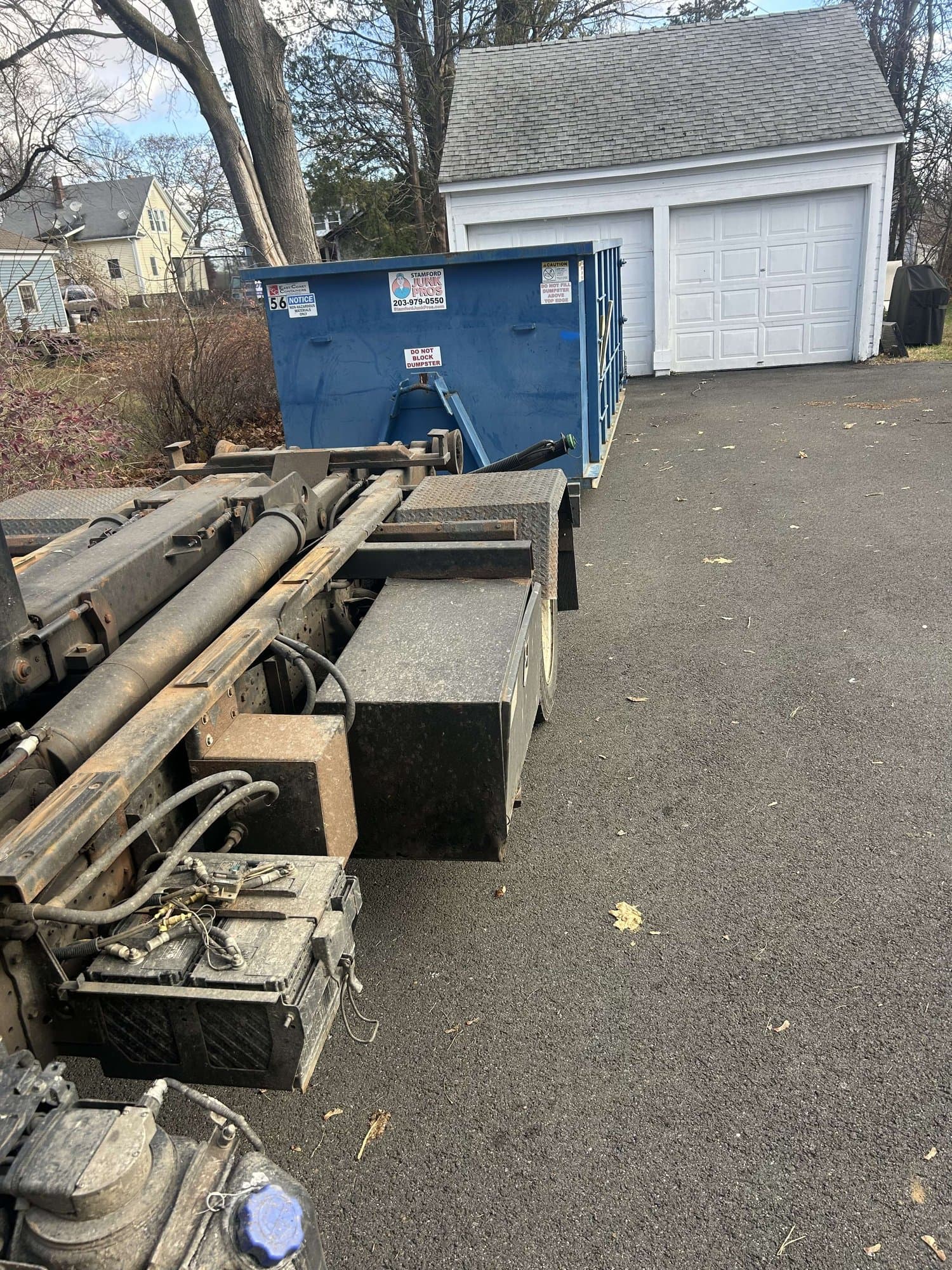dumpster-truck-delivery in Danbury, CT by Stamford Junk Pros