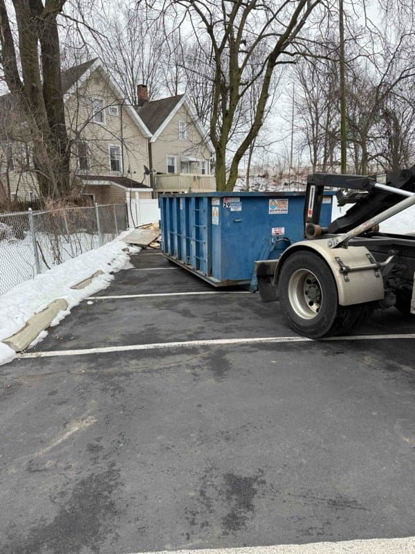 dumpster-truck-delivery in New Haven, CT by Stamford Junk Pros