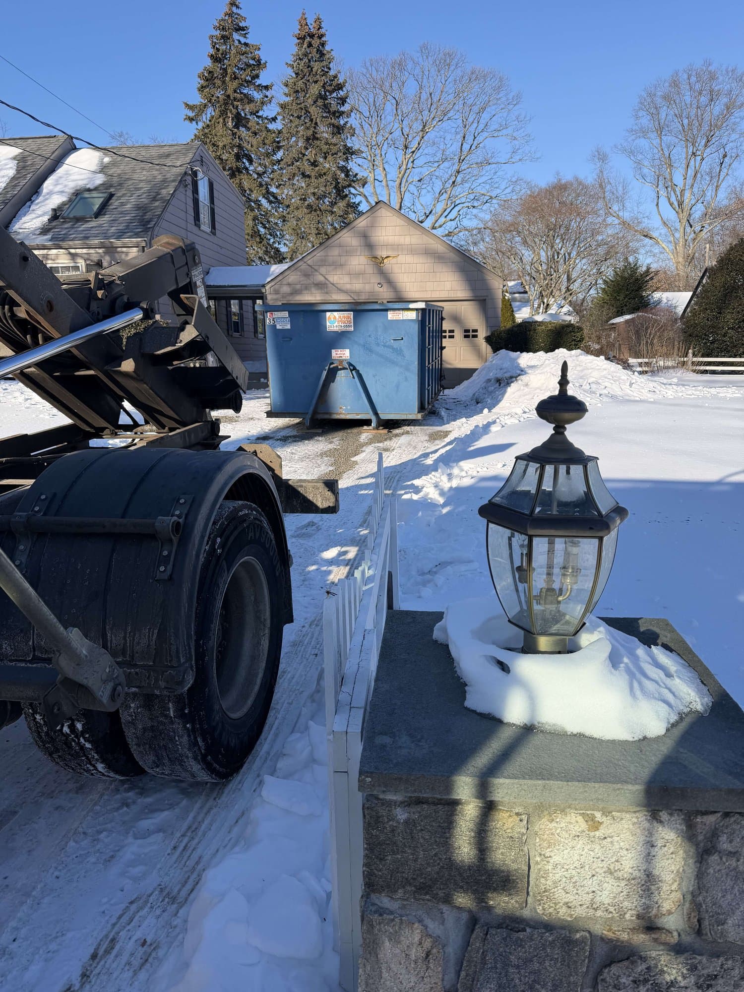 dumpster-rental-winter in Stamford, CT by Stamford Junk Pros