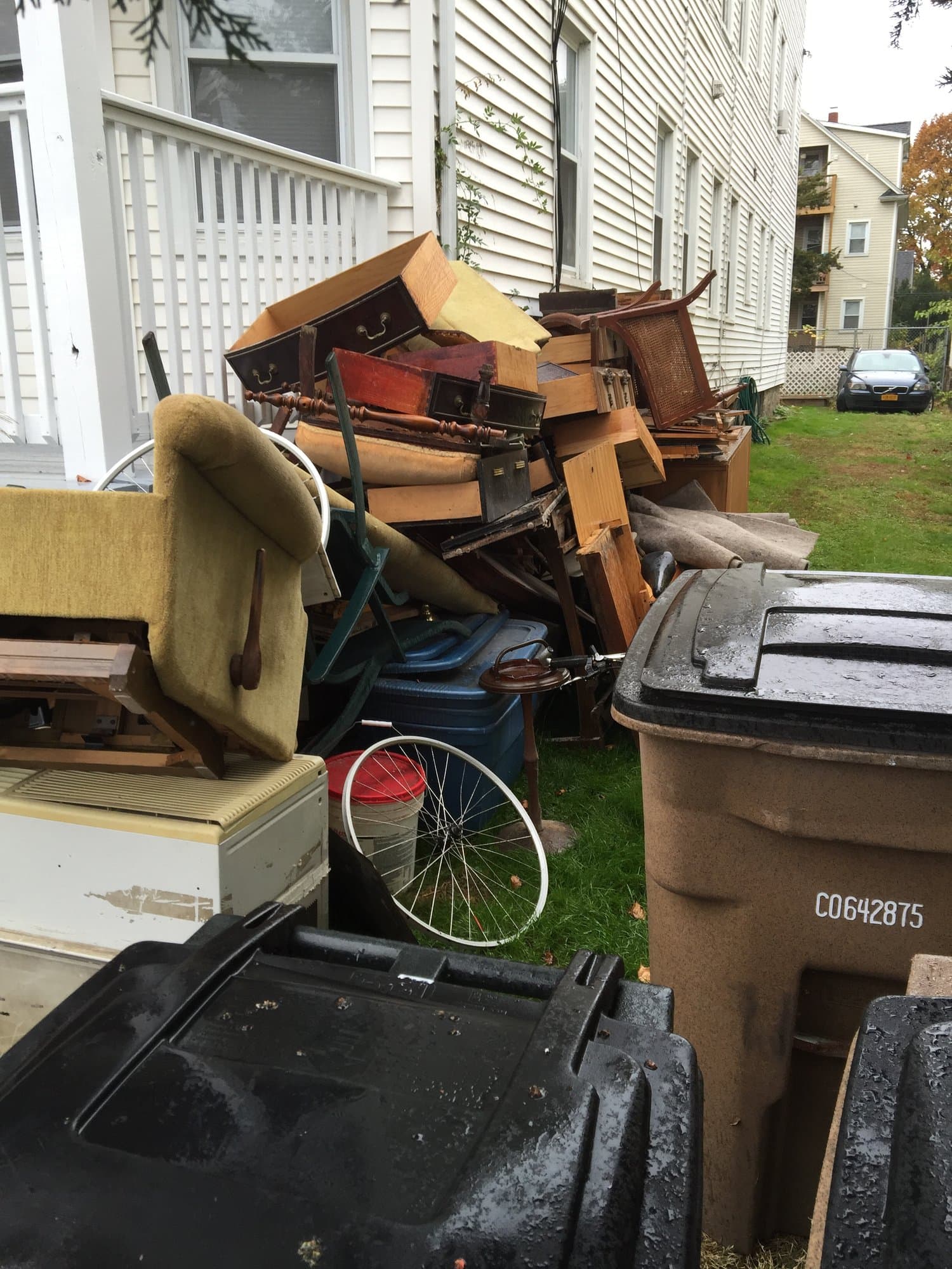 dumpster-loaded-furniture-removal in Stamford, CT by Stamford Junk Pros